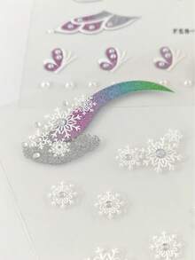 2pcs Gradient Glitter Rhinestone Eyeliner Stickers, Snowflake Petal Crystal Face Stickers, Christmas Self-Adhesive Face Decoration Stickers, Suitable For Music Festival, Christmas, Party, Cosplay, Photo Shoot Makeup - Multicolor - View 9