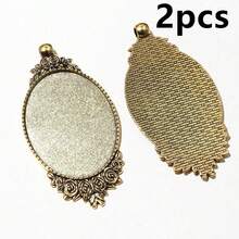 2 cái đế gắn mặt đá cabochon mặt dây chuyền hình oval, kích thước trong 30x40mm, bằng kim loại, phụ kiện làm trang sức DIY - 30x40mm - Xem 7