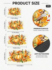 1pc Maple Leaf & Pumpkin Pattern Diatomaceous Earth Absorbent Drying Mat, Kitchen Countertop Drain Mat, Coffee Machine Mat, Dish Drying Mat, Dining Table Breakfast Mat, Non-Slip Heat Resistant, Easy To Clean, Hides Water Stains, Suitable For Kitchen, Dining Table, Coffee Shop, Bar, Home Decor, Holiday Gift - Multicolor - View 8