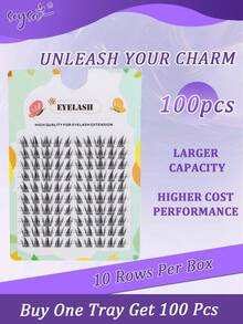 Manga Lashes Cluster 100Pcs DCurl Individual Lashes Anime False Eyelashes Korean Japanese Style, Good For Beginners, Quick To Start, High Quality, Easy To Get A Charming Makeup Look - C - View 2