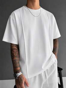 Men's Summer Fashion Versatile Special Design Crew Neck Short Sleeve T-Shirt - White - View 4