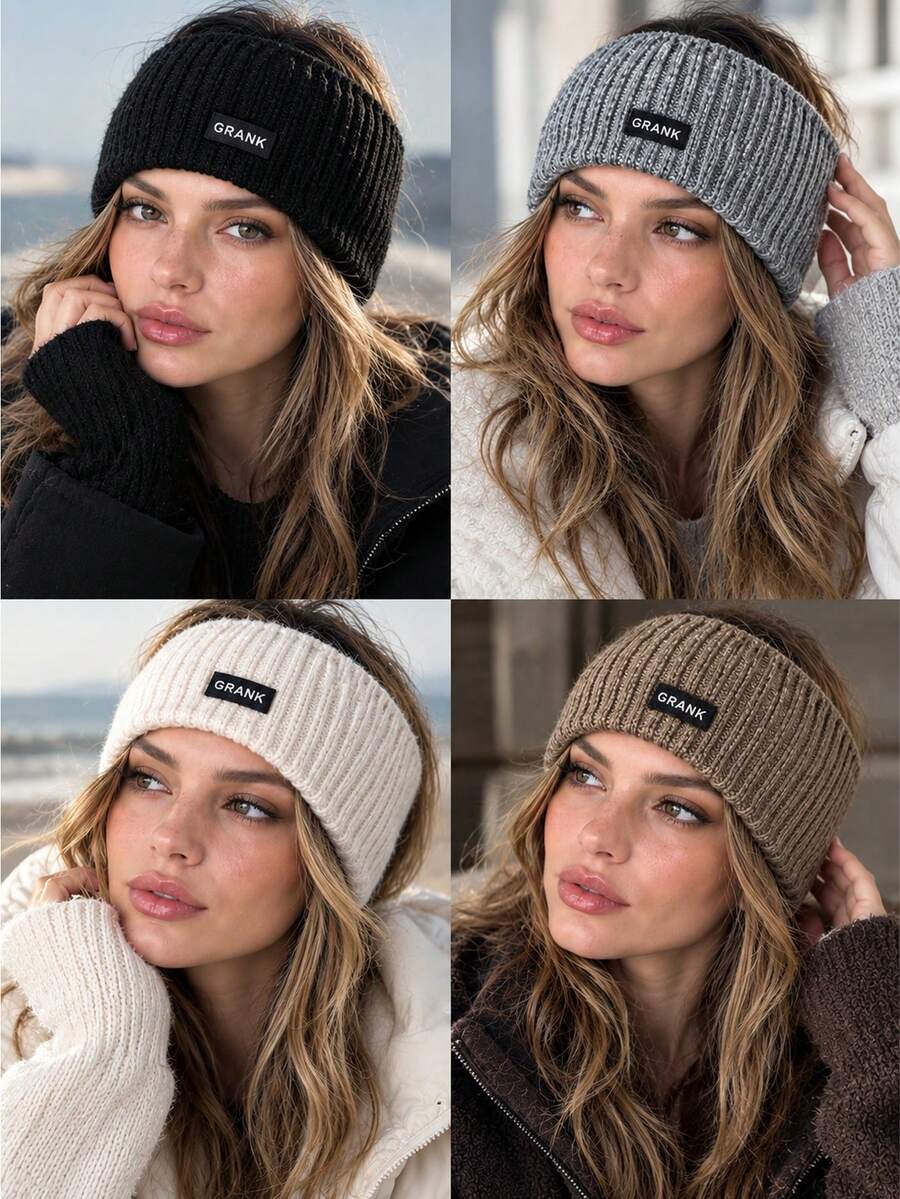 1pc Women's Knitted Headband, Soft Warm Elastic Knitted Material, Wide Ribbed Design, Comfortable Fit And Non-Slip, Suitable For Outdoor Sports, Commuting, Travel And Daily Wear, Autumn/Winter Minimalist Casual Style - Multicolor - View 1