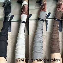 1/2/4 Pairs Multi-Color Vertical Striped Over-The-Knee Socks, Matching Long Boots Socks, JK Fashion Girl Style, Suitable For Daily Wear, Y2K Style - Multicolor - View 13