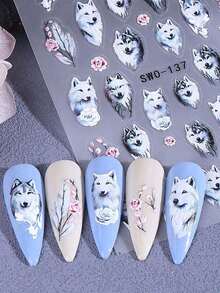 3 Sheets Winter Christmas Nail Stickers, Arctic Animal Pattern Self-Adhesive Nail Decals, Penguin Wolf Snowman Reindeer Snowflake Patterns Nail Art Sliders For Xmas Manicure Decor - Multicolor - View 10