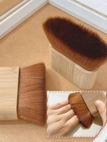 1pc Large Bamboo Handle Nail Brush, Nylon Bristles, For Cleaning Nail Dust, Nail Art Tool - Multicolor - View 1
