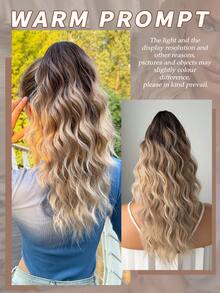 HEYPINK 18 Inch Gradient Brown Water Wave Heat-Resistant Synthetic Fiber Claw Ponytail Hair Extension, Suitable For Women's Party And Daily Wear - Brown Ombre - View 9
