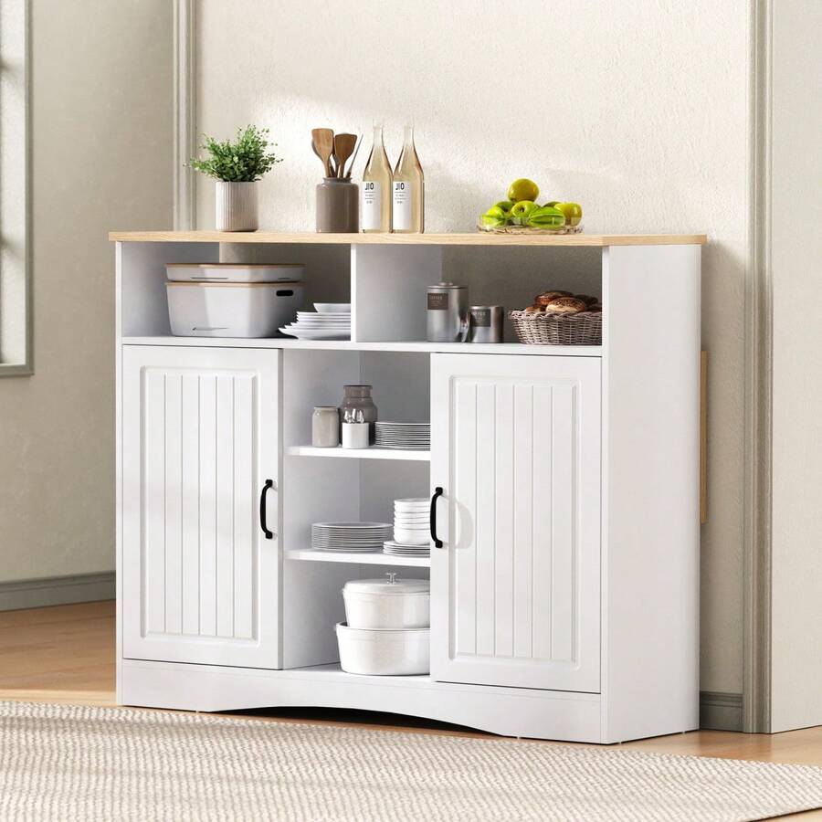 Modern Kitchen Island / Extendable Dining Table / Foldable Countertop / Ample Storage / Includes 2 Stools / Easy Assembly / Suitable For Kitchen, Dining Room, White