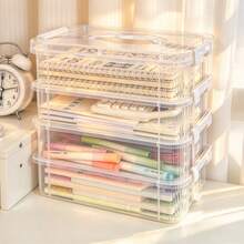 4-Layer Stackable Transparent Plastic Storage Boxes With Lids, Large Capacity Home Storage Containers, Multi-Functional Storage Boxes For Miscellaneous Items, Cosmetics, Stationery, Kitchen Supplies, Desk Items, Practical Space-Saving Home Storage - View 3