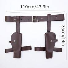 Halloween Police Costume Accessories - PU Leather Belt, Double Thigh Pockets, Adjustable Garment Straps, For Cosplay Party Accessories - A - View 6