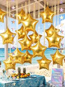 20/10/5pcs Gold Star Foil Balloons, 18 Inch Large Gold Helium Foil Balloons, Suitable For Graduation, Birthday, Anniversary, Wedding Party Decoration - Gold Star - View 4