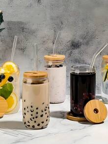 Botol Minum Sedotan Kaca dengan Tutup, Botol Minuman Isi Ulang untuk Pria dan Wanita, Gelas Transparan Portabel untuk Rumah, Dapur, Ruang Tamu, Dalam Ruangan, Kerja, Kelas, Asrama, Luar Ruangan, Hadiah Ulang Tahun, Kembali ke Sekolah, Aksesori Penting untuk Kopi dan Jus - MultiWarna - View 10