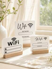 Haus Hana 1. Papan Kata Sandi WiFi dengan Alas Kayu Beech, Dekorasi Dinding Akrilik, Dilengkapi Spidol yang Dapat Dihapus, Liontin Dekoratif, Papan Toko, Papan Kedai Kopi, Papan Restoran, Dekorasi Rumah, Dekorasi Ruangan, Dekorasi Dinding - Versi dasar - View 2