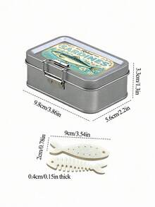 Vintage Sardine Flip One-Sided Mini Buckle Small Iron Box, Jewelry Storage Box Travel Small Jewelry Storage,Birthday Gift For Back To School Season - Multicolor - View 10