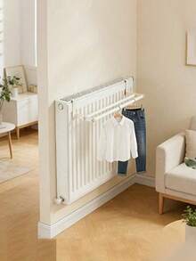 Thickened Metal Double-Bar Radiator Clothes Drying Rack, Multi-Functional Clothes Drying Rack, No Drilling Required, Metal Material, Space-Saving, Laundry Drying And Heating, Wall-Mounted Radiator Clothes Drying Rack, Suitable For Clothes, Towels - Multicolor - View 2