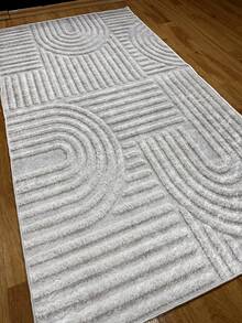 Digital Print Non-Slip Washable Runner Rug/Area Rug, Living Room Rug, Modern Design, Modern, Scandinavian, Bohemian And Classic Style, 100% Polyester, Made In Turkey - Creamy White - View 4