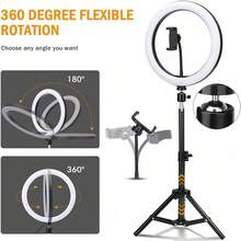10 Inch Ring LED Selfie Fill Light, Suitable For Phone Live Streaming, Makeup Photography, Ring Light And Tripod Sold Separately, Suitable For Photography, Online Meetings And Live Streaming - A - View 2