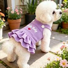 1 buah Pakaian Baru untuk Pesta Ulang Tahun Musim Gugur/Dingin untuk Anjing Peliharaan, Kucing, Teddy, Bichon, Anjing Kecil/Sedang - Lilac Purple - View 1