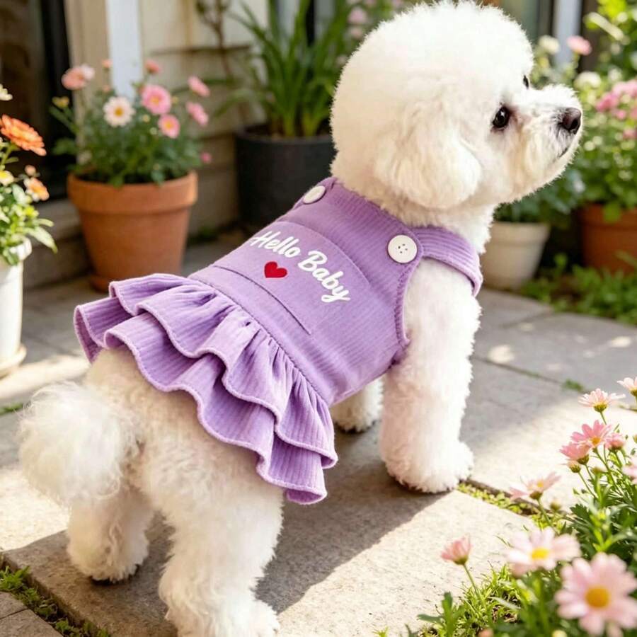 1 buah Pakaian Baru untuk Pesta Ulang Tahun Musim Gugur/Dingin untuk Anjing Peliharaan, Kucing, Teddy, Bichon, Anjing Kecil/Sedang - Lilac Purple - View 1