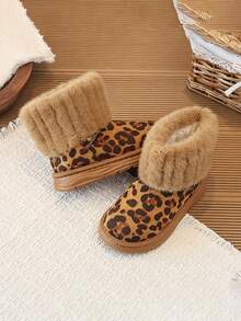 1 Pair Spring/Autumn Unisex Children's Soft Sole Lightweight Thermal Lined Warm Comfortable Foot-Friendly Outdoor Snow Boots Low-Top Boots - Brown - View 8