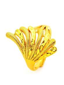 1pc High-End Luxury Phoenix Tail Flower Open Index Finger Ring, Fashionable Versatile Personalized Elegant Gift - Gold - View 6