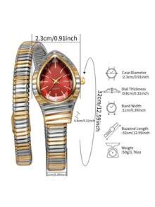Women's Luxury Delicate Snake-Shaped Quartz Watch, Exquisite Niche Water Drop Dial With Alloy Elastic Multi-Layer Bracelet Band, Gift For Girlfriend (1pc/Set) Watch Box Not Included - Multicolor - View 3