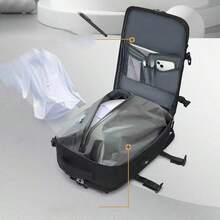 Balo laptop cho nam và nữ, balo nén chân không, balo du lịch dung tích lớn, ngăn giày độc lập tách biệt khô/ướt, balo chức năng cho học sinh trung học/cao trung/sinh viên đại học, balo du lịch nén chân không dung tích lớn, túi lưu trữ nén chân không đa năng, balo sinh viên phong cách công sở thường nhật tích hợp, thiết kế nhẹ vừa laptop 14/15.6 inch, phù hợp xách tay, dùng cho du lịch, leo núi, đi làm - màu đen - Xem 4