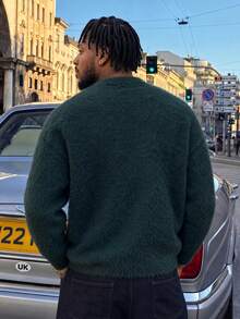 BLACKTOEXIT Men's Crew Neck Loose Fit Casual Commute Street Style Knitted Sweater, Autumn/Winter - Dark Green - View 4