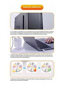 Lenovo Drive Optik Eksternal D200 dengan Antarmuka USB untuk Laptop dan Komputer Desktop: Pembakar DVD/CD, ramping dan portabel, kecepatan baca/tulis cepat, pengurangan kebisingan cerdas, cocok untuk PC, tablet, laptop, dan Mac. - View 7
