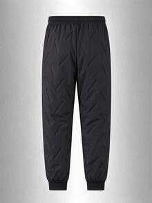 Men's Thick Fleece Lined Warm Joggers, Loose Casual Fit, Large Pockets, Drawstring Waist, Black Winter Sports Pants - Black - View 4