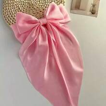 1pc Oversized Satin Bow Hair Accessory, Women's Large Ribbon Hair Clip, French Style Hair Clip, Long Tail Big Bow Hair Accessory, Suitable For Girls Wedding Party, Valentine's Day, Daily Wear - Multicolor - View 6