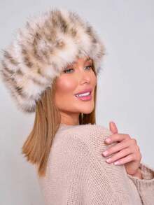 Leopard Print Mongolian Hat Women's Warm Fashion Autumn/Winter Bucket Hat Plush Hat - Leopard Brown - View 2