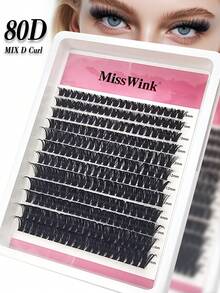 Miss Wink 80D Curled Soft Natural False Eyelashes, 8-16mm Mixed, 0.07mm D Curl, 12 Rows 240 Pieces, Single Cluster 3D Precise Fit, Suitable For Daily Makeup, Lightweight And Portable, Applicable For Daily Life, Parties And Various Occasions - Black - View 7