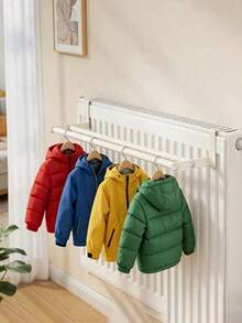 Thickened Metal Double-Bar Radiator Clothes Drying Rack, Multi-Functional Clothes Drying Rack, No Drilling Required, Metal Material, Space-Saving, Laundry Drying And Heating, Wall-Mounted Radiator Clothes Drying Rack, Suitable For Clothes, Towels - Multicolor - View 1