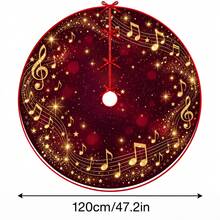 1pc Burgundy Starry Gold Music Symbol Pattern Christmas Tree Skirt, Elegant Holiday Decor, 5 Sizes, Unisex Holiday Gift, Suitable For Home And Party Christmas Home Decoration - Burgundy Starry Sky Gold Musical Note - View 12