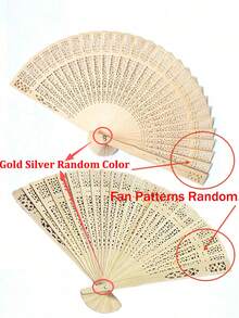 10/20/30/40/50pcs Vintage Handheld Folding Paper Fans, Portable Bamboo Fans - Summer Cooling Fashion Accessories, Suitable For Parties And Events - Apricot - View 6