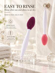 Dual-Sided Silicone Facial Cleansing Brush With Dense Soft Tips And Rounded Massage Nodes, Face Wash Tool For Daily Cleansing, Gentle Exfoliating And Skin Care Routine, Easy-Grip Beauty Accessory For Women' Home, Travel And Multiple Color Options - Multicolor - View 3