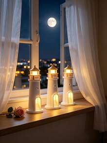 1 buah Lampu Malam Bentuk Mercusuar Putih dengan Kontrol Jarak Jauh, Lampu Meja Proyeksi Bulan Isi Ulang, Lampu LED Meja Kreatif untuk Kamar Tidur, Ruang Tamu, Ruang Belajar, Hadiah Dekorasi Rumah yang Hangat - beraneka warna - View 8