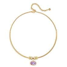 Gold Necklace, Exquisite Necklace With Birthstone Pendant, Fashionable Minimalist Summer Crystal Necklace, Bohemian Style Jewelry. - Multicolor - View 8