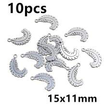 10pcs Stainless Steel Leaf Feather Charms Pendant For Necklace Earring Bracelet DIY Crafts Jewelry Making Accessories Findings - Feather - View 8