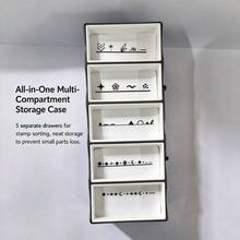 Multifunctional DIY Notebook Stamp Set With 5-Compartment Integrated Storage Box, Press-To-Pop Design, Detachable Modular Tray, Hard Shell With Visible Window, Suitable For Notebooks, Greeting Cards, Scrapbooks And Handmade Minimalist Line Art Stamps - A - View 12