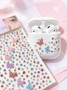 1pc Girl Style Creative 3D Acrylic Laser Decorative Sticker, Colorful Butterfly Star Crescent Moon Multi-Color Rhinestone Multi-Style Rhinestone Sticker, 3D Self-Adhesive Rhinestone Sticker With Tweezers, Suitable For Phone, Camera, Earphone, Gift Box, Greeting Card, Photo Album, Gift Decoration And More - one-size - View 5
