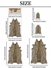 Faux Leopard Skin Asymmetrical Shaped Rug, Vintage Animal Print Living Room Decor Mat, Luxury Asymmetrical Bedroom Bedside Foot Mat - Multicolor - View 2