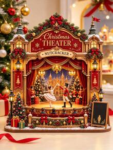 2D Christmas Nutcracker Theater Decor, Cozy Holiday Theater Desktop Ornament, Rustic Winter Bookshelf Decoration, Ballet Lover Gift, No Power Light - F - View 4
