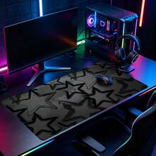 Star Graffiti Mouse Pad Black Grey Texture Desk Mat Extended XL MousePad Office Desk Accessories Multicolor Non-Slip Stitched Edge Computer Mat For Desk 35.4x15.7 Inches Rubber Base Laptop Keyboard Pad For Home Office & Gamers - View 2