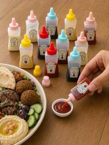 12/8/4pcs Mini Bear Squeeze Sauce Bottles, Portable Condiment Containers For Ketchup, Honey, Salad Dressing And Chocolate Sauce, Bento Box Accessories, Suitable For Camping, Party, College Dorm And Back To School - Multicolor - View 11