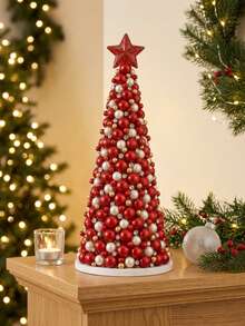 DIY Christmas Beaded Tree Kit, Pearl & Rhinestone Embellishment Craft Set, Handmade Holiday Tree Making Supplies With Foam Cone Base, Sparkling Tabletop Christmas Decor For Home, Party & Festive Celebrations - Standard - View 5