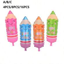 4/8/16pcs 74cm 4-Color Pencil Shaped Back To School Party Decoration Cartoon Balloon Set - View 5