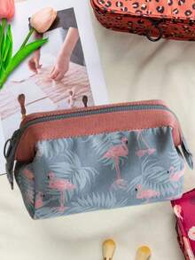 1pc Flamingo Print Hanging Cosmetic Bag - Baby Blue - View 7