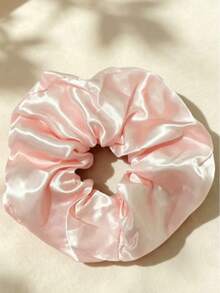 1pc Pink Large Fluffy High Elasticity Soft Silky Touch Luxury Fashion Casual Comfortable Versatile Women's Scrunchie - Pink - View 3