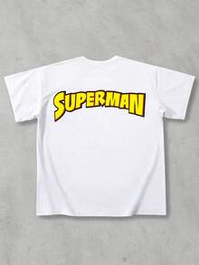 Strevion Men's Minimalist Superman Diamond Graphic Print Crew Neck Short Sleeve Summer T-Shirt - White - View 3